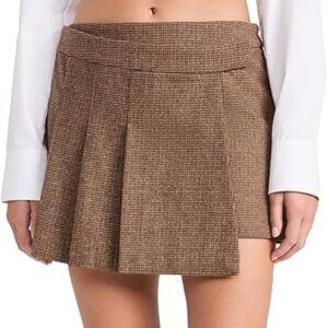 ASTR the Label | Theordora Pleated Mini Skirt | Brown Houndstooth | Size XS